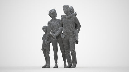 3D people model girl casual kids, scanned human for 3ds Max rendering, wireframe back view