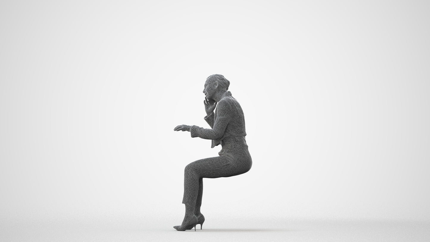 3D human model woman business, photogrammetry scanned person for archviz, square thumbnail
