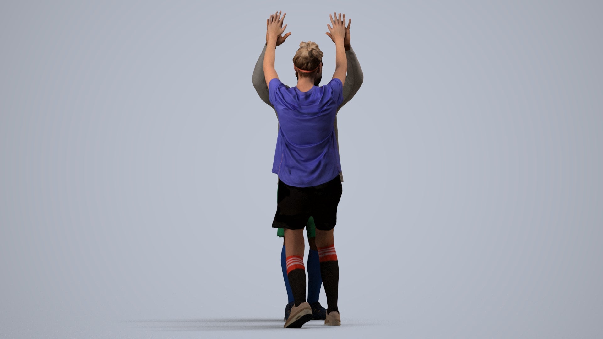 realistic 3D human woman sport, archviz people FBX OBJ for Blender, side view render