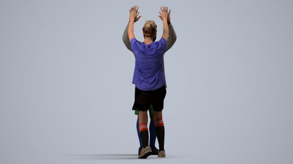 realistic 3D human woman sport, archviz people FBX OBJ for Blender, side view render
