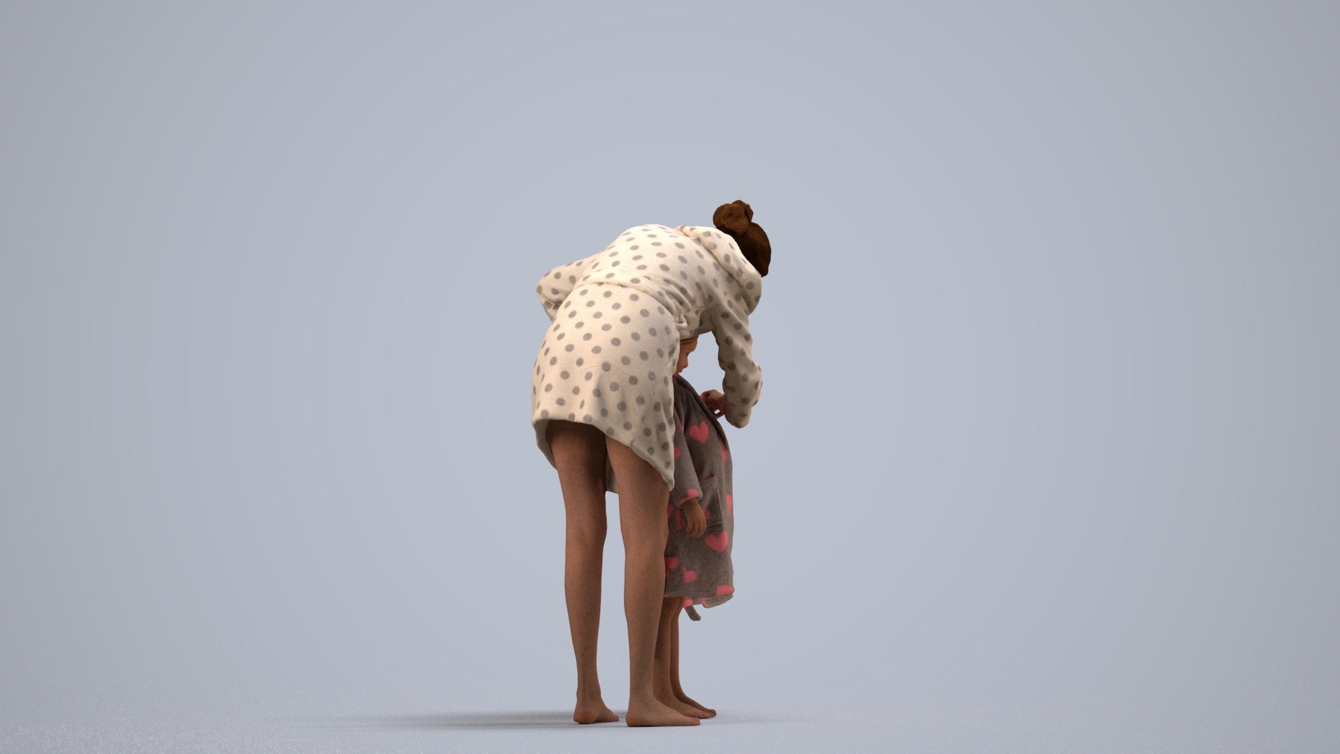 3D people model girl kids, scanned human for 3ds Max rendering, side view render