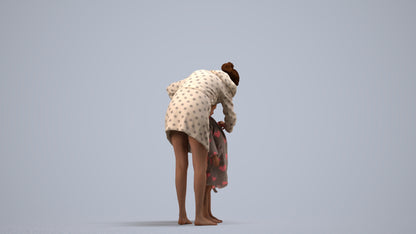 3D people model girl kids, scanned human for 3ds Max rendering, side view render