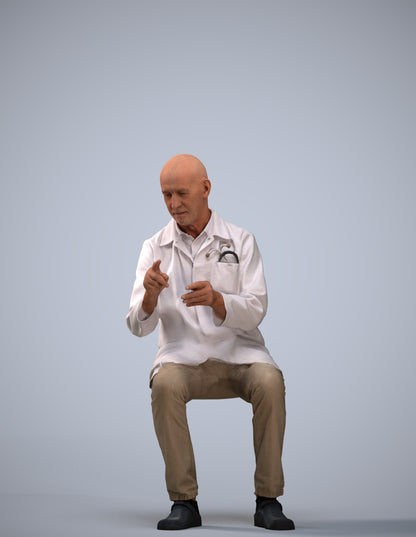 3D people model senior man medical, scanned human for 3ds Max rendering