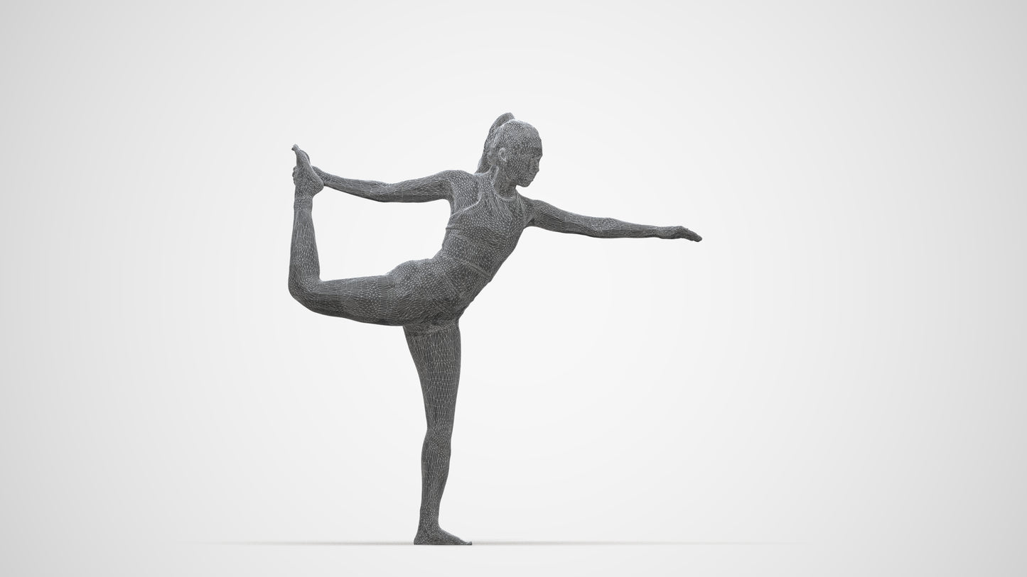 3D scanned woman sport, photorealistic archviz people for Enscape and SketchUp, wireframe back view