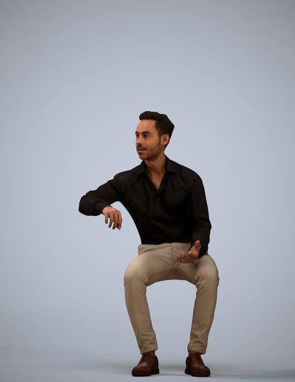 realistic 3D man business sitting, scanned archviz people for Blender and 3ds Max