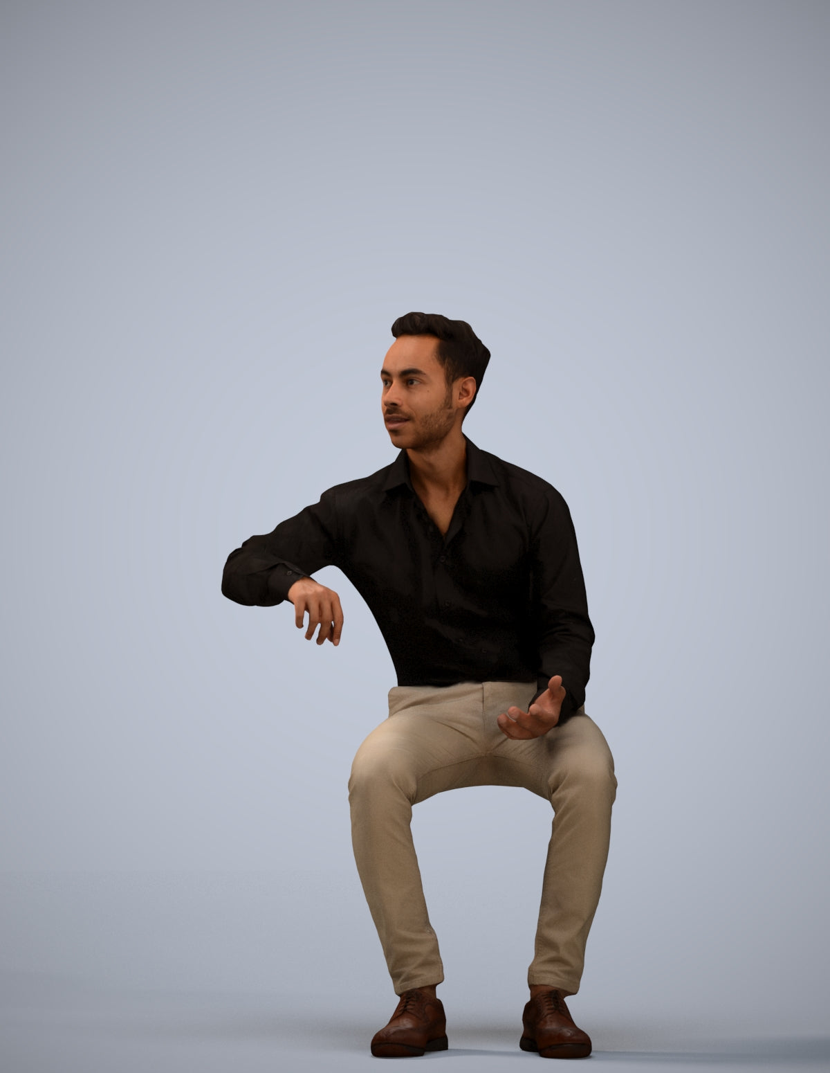 realistic 3D man business sitting, scanned archviz people for Blender and 3ds Max