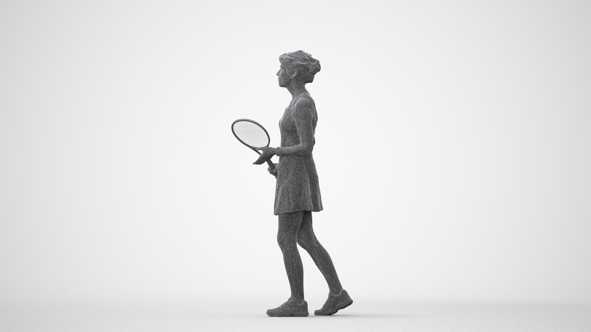 3D human model woman sport, photogrammetry scanned person for archviz, square thumbnail