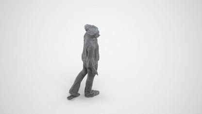 realistic 3D people woman casual walking, render-ready for V-Ray and Corona, FBX OBJ, wireframe three-quarter view