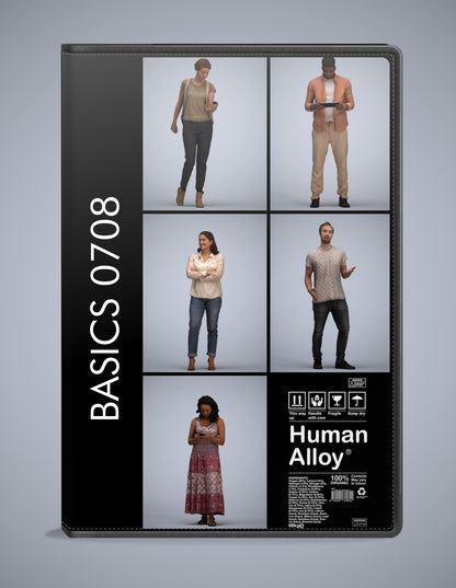 scanned 3D people standing collection, 5 photogrammetry models for Enscape and V-Ray