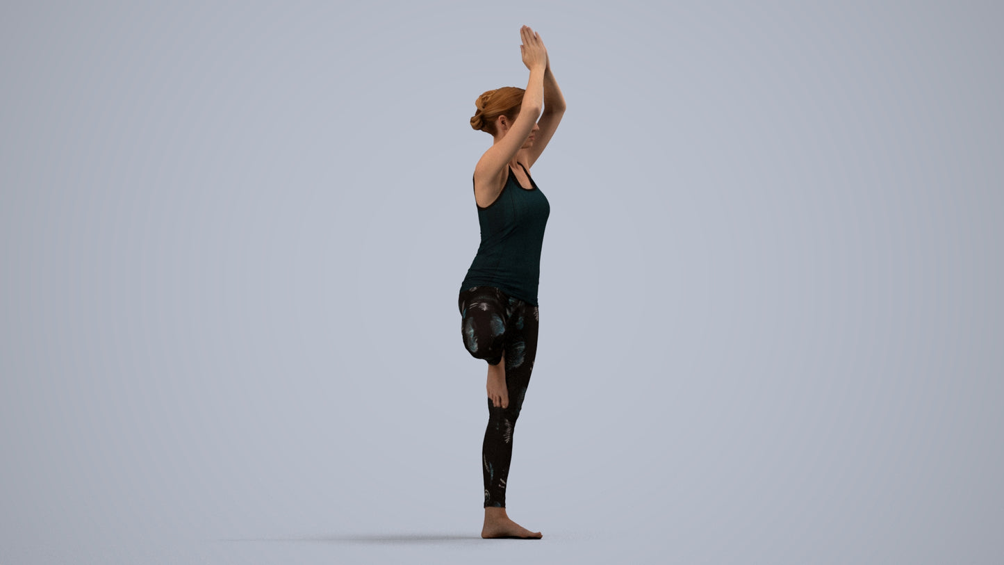 realistic 3D people woman sport, render-ready for V-Ray and Corona, FBX OBJ, side view render