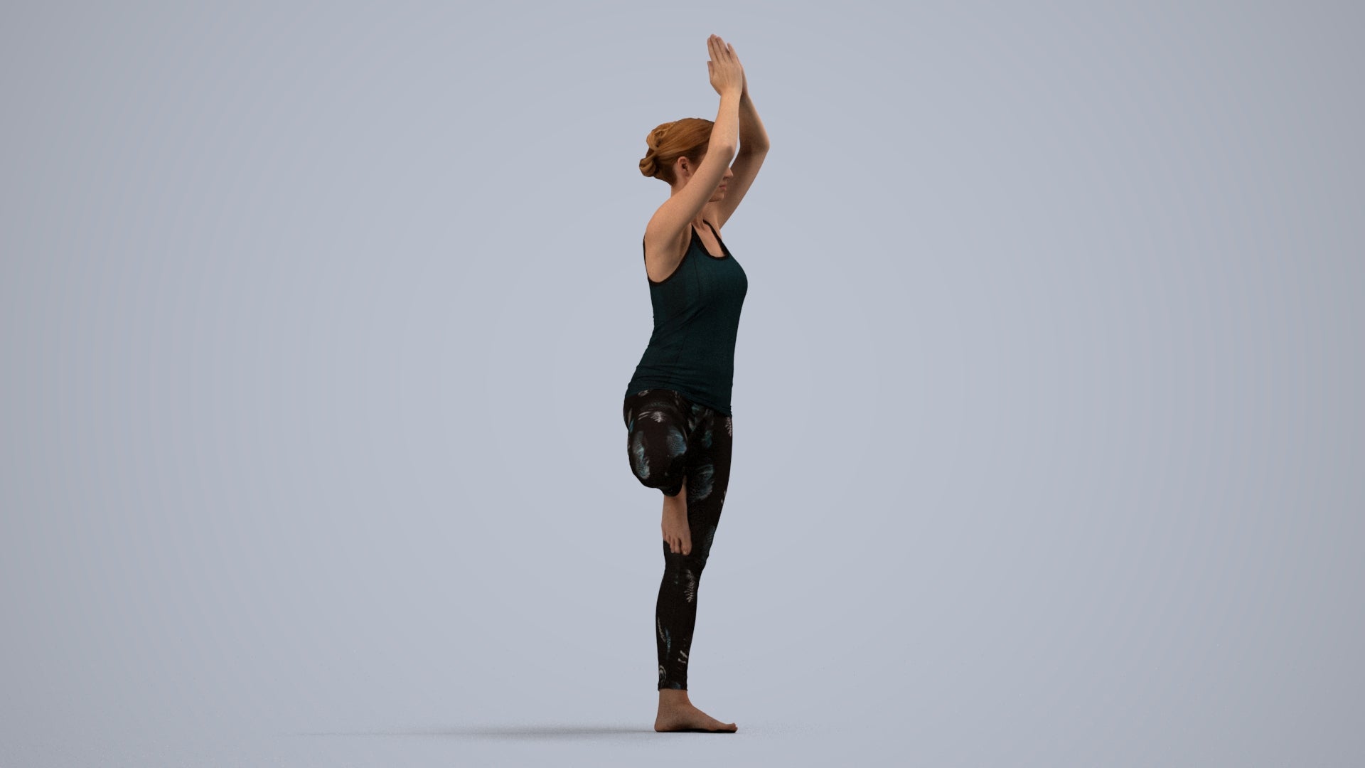 realistic 3D people woman sport, render-ready for V-Ray and Corona, FBX OBJ, side view render