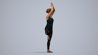 realistic 3D people woman sport, render-ready for V-Ray and Corona, FBX OBJ, side view render