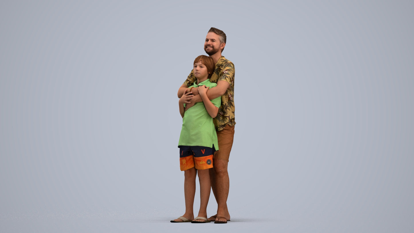 3D people model boy standing, scanned human for 3ds Max rendering, standing pose render