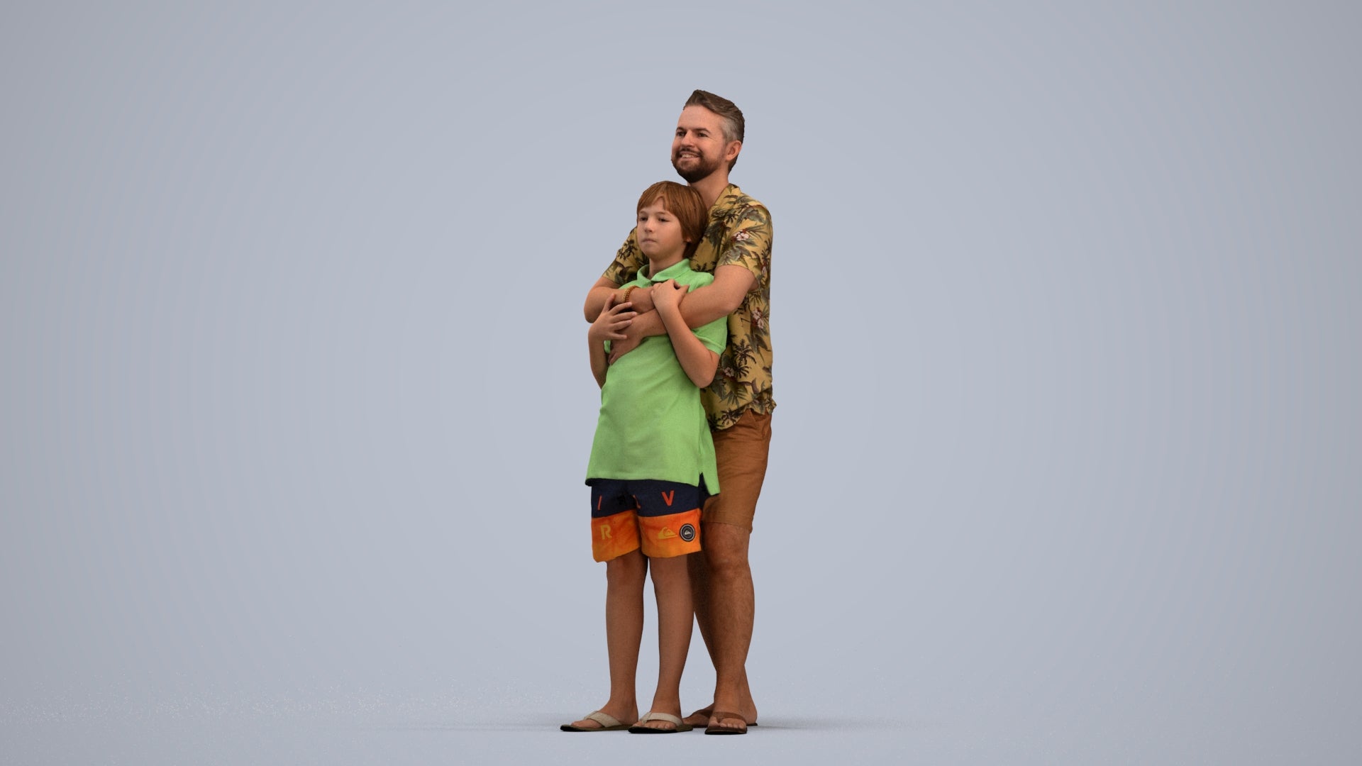 3D people model boy standing, scanned human for 3ds Max rendering, standing pose render