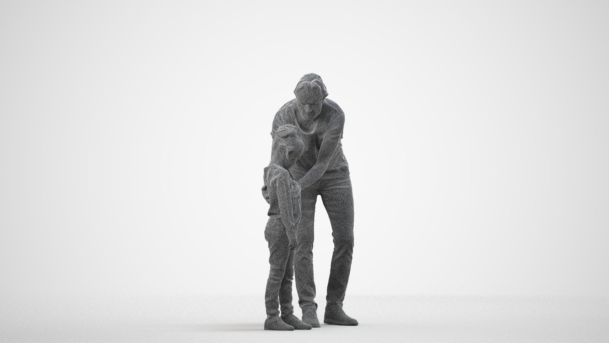 realistic 3D people girl casual kids, render-ready for V-Ray and Corona, FBX OBJ, wireframe side view