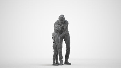 realistic 3D people girl casual kids, render-ready for V-Ray and Corona, FBX OBJ, wireframe side view