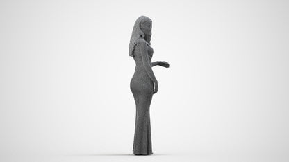 scanned 3D woman formal formalaffairs, photogrammetry people for Enscape and V-Ray, wireframe side view