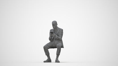 3D human model man business, photogrammetry scanned person for archviz, wireframe back view