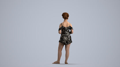 3D scanned girl kids casual, photorealistic archviz people for Enscape and SketchUp, front view render