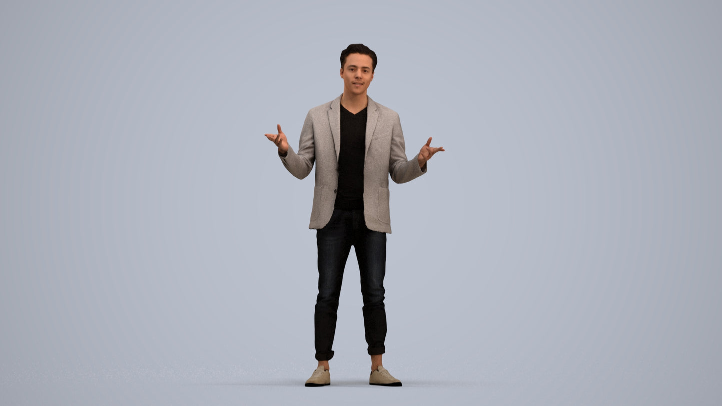 realistic 3D people man business, render-ready for V-Ray and Corona, FBX OBJ, standing pose render