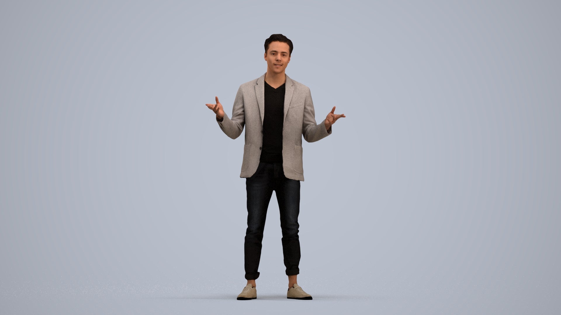 realistic 3D people man business, render-ready for V-Ray and Corona, FBX OBJ, standing pose render