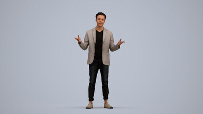 realistic 3D people man business, render-ready for V-Ray and Corona, FBX OBJ, standing pose render