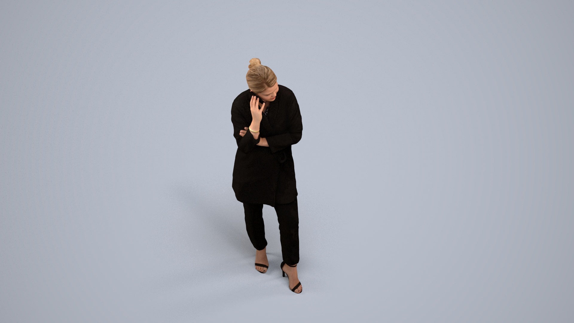 realistic 3D people woman business standing, render-ready for V-Ray and Corona, FBX OBJ, back view render