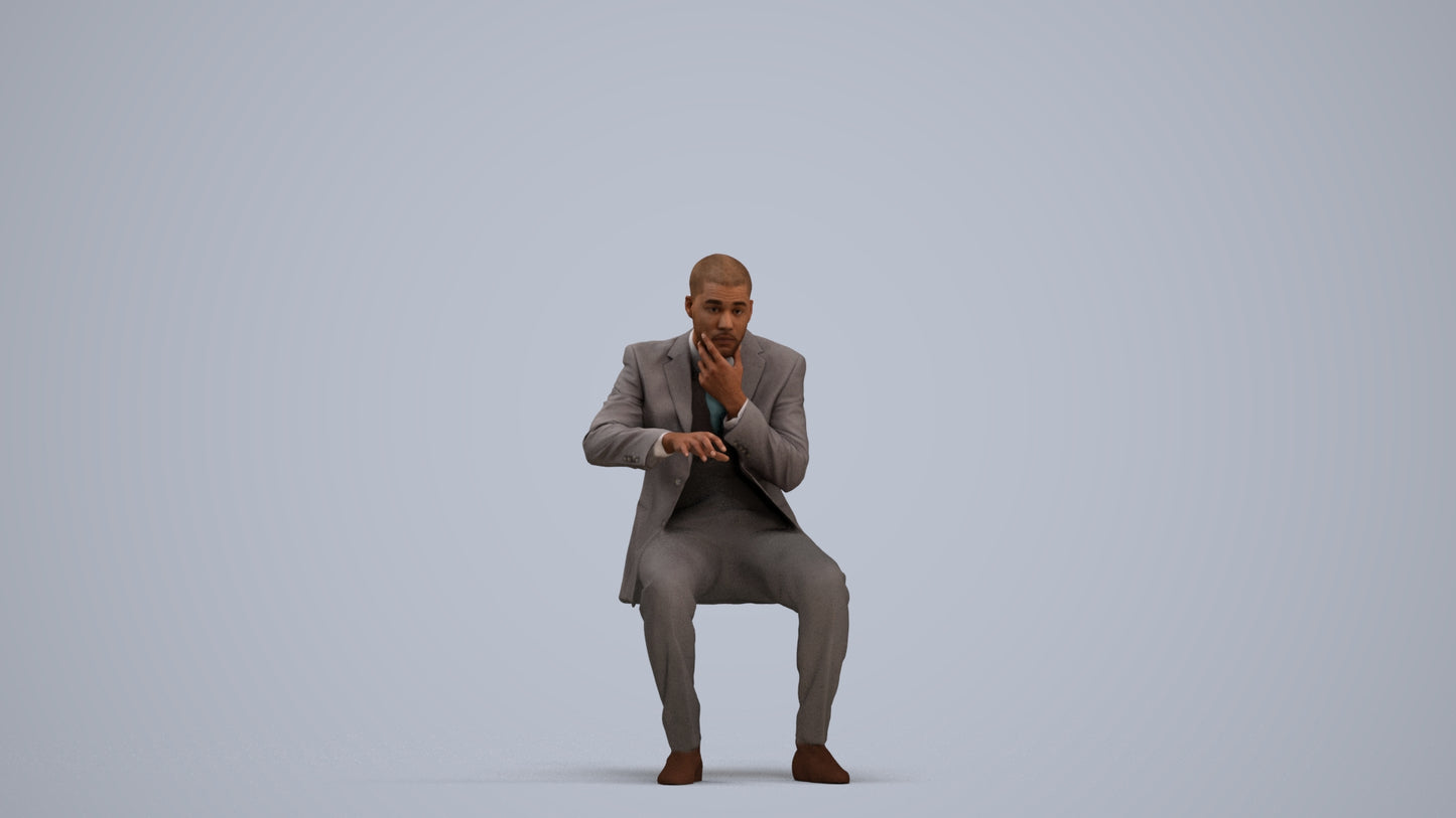 3D people model man business, scanned human for 3ds Max rendering, standing pose render