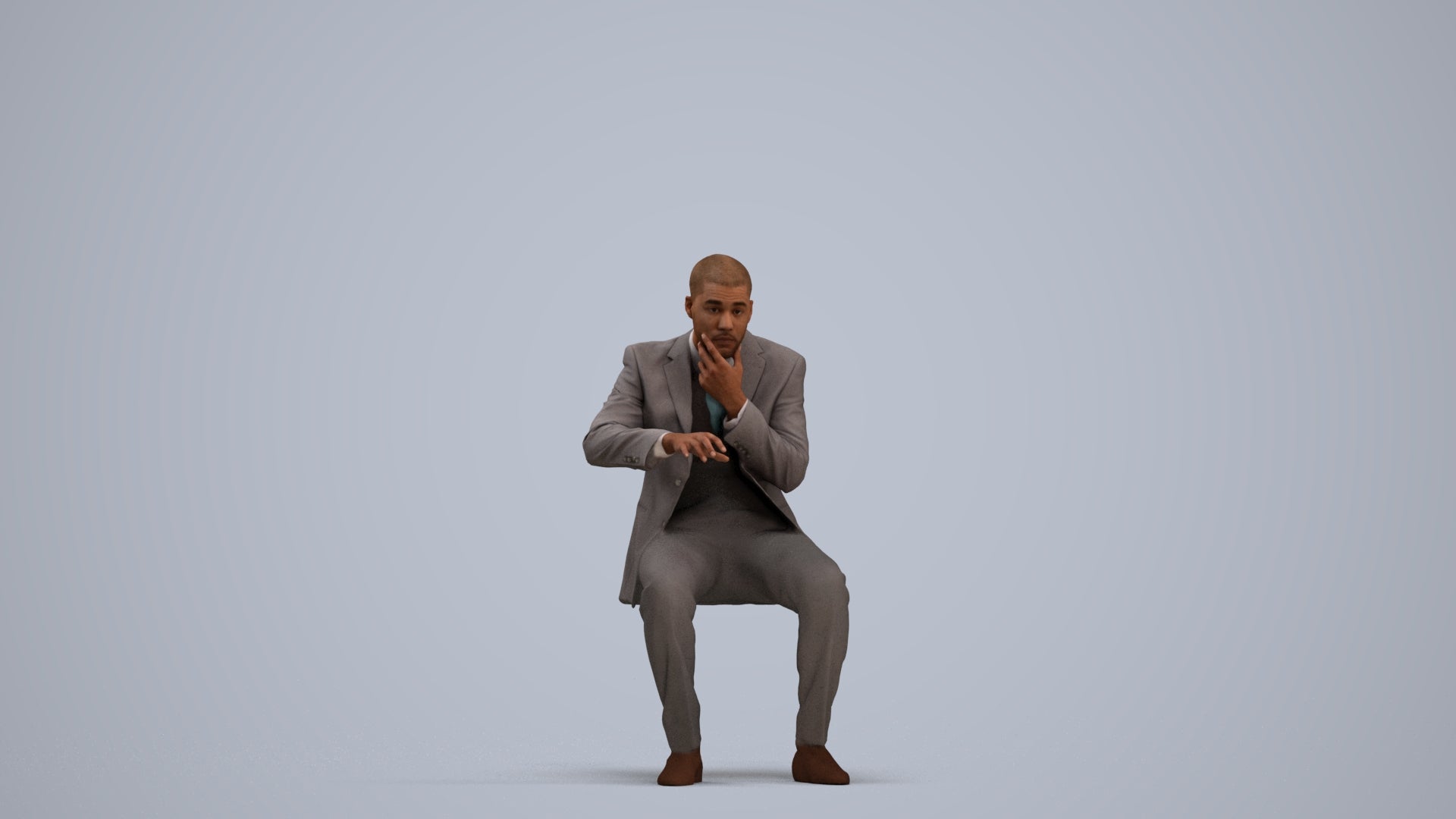 3D people model man business, scanned human for 3ds Max rendering, standing pose render