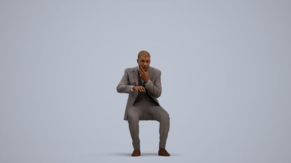 3D people model man business, scanned human for 3ds Max rendering, standing pose render