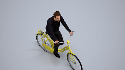 3D people model man casual cycling, scanned human for 3ds Max rendering, back view render