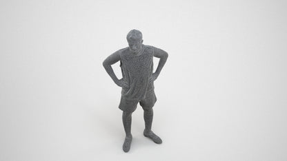 realistic 3D human man sport, archviz people FBX OBJ for Blender, wireframe three-quarter view