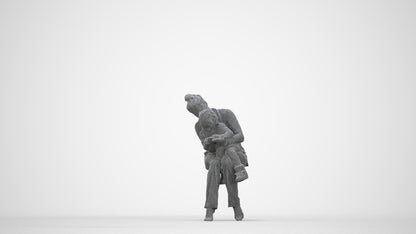 3D people model girl kids, scanned human for 3ds Max rendering, wireframe back view