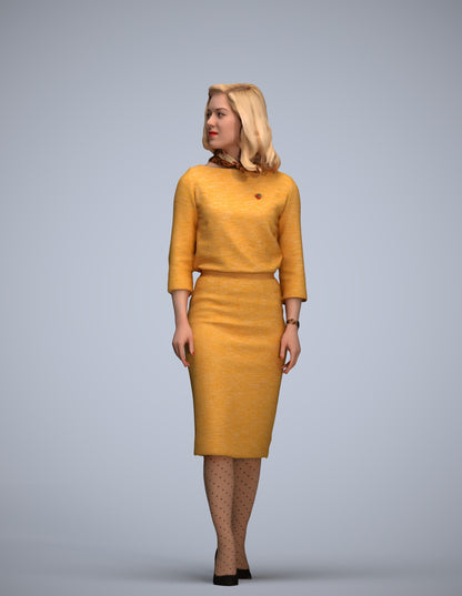 realistic 3D woman business standing, scanned archviz people for Blender and 3ds Max