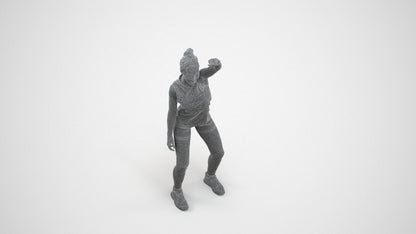 realistic 3D human girl sport, archviz people FBX OBJ for Blender, wireframe three-quarter view