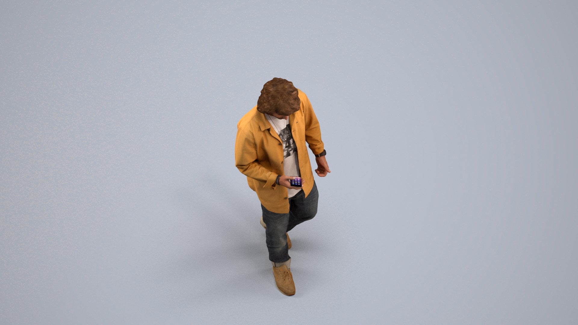 3D scanned man walking casual, photorealistic archviz people for Enscape and SketchUp, back view render