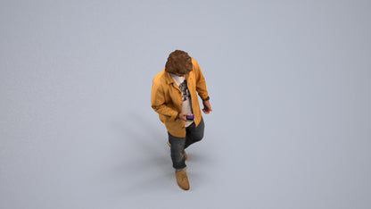 3D scanned man walking casual, photorealistic archviz people for Enscape and SketchUp, back view render