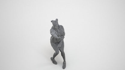 scanned 3D woman casual sitting, photogrammetry people for Enscape and V-Ray, wireframe three-quarter view