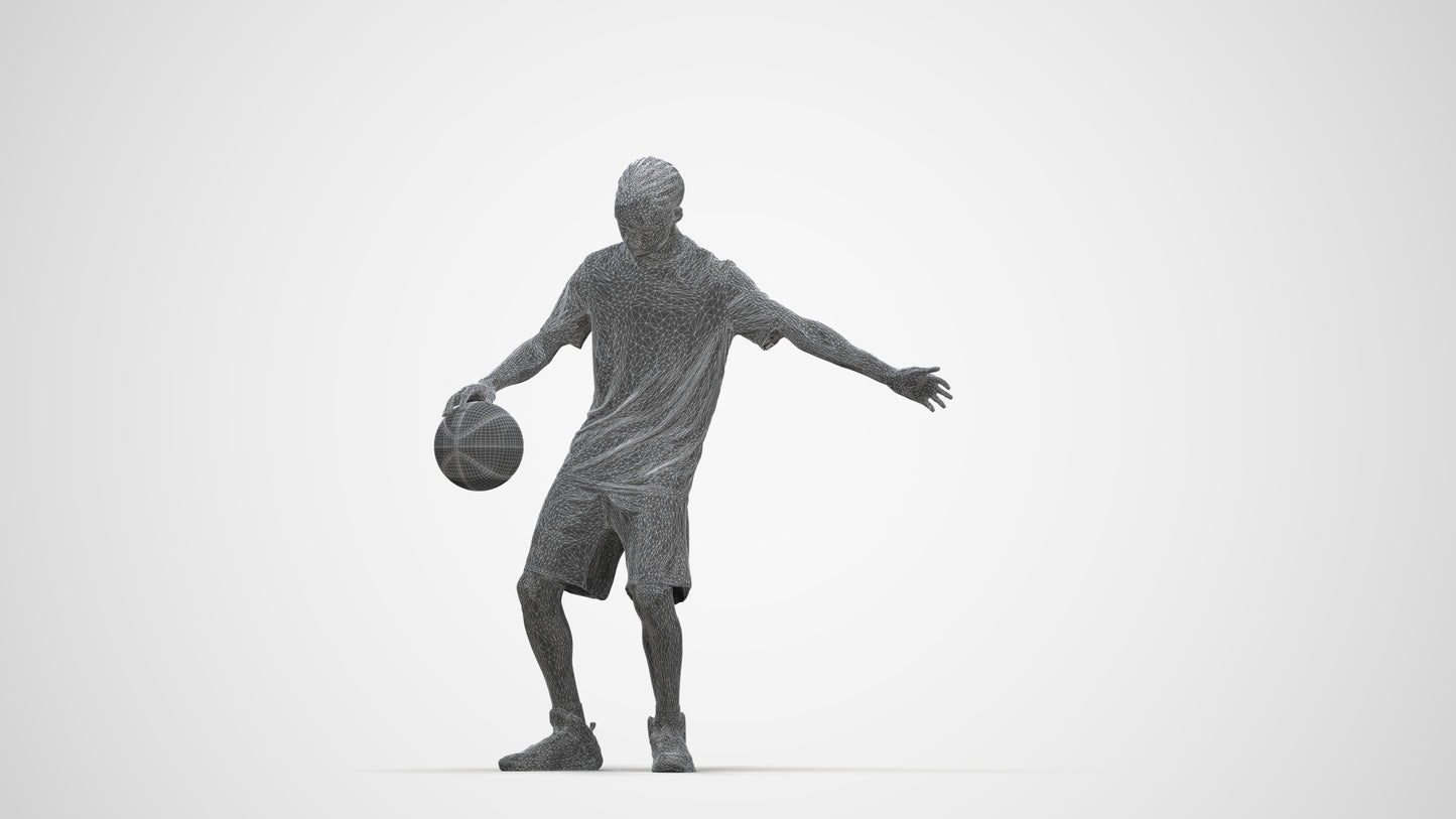 3D people model boy sport, scanned human for 3ds Max rendering, wireframe back view
