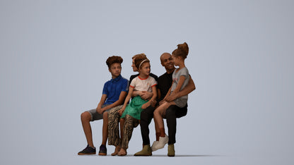 realistic 3D human girl casual kids, archviz people FBX OBJ for Blender, top-down view render