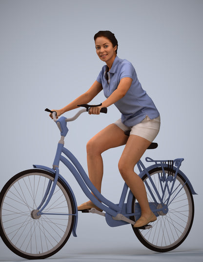 3D people model woman casual cycling, scanned human for 3ds Max rendering