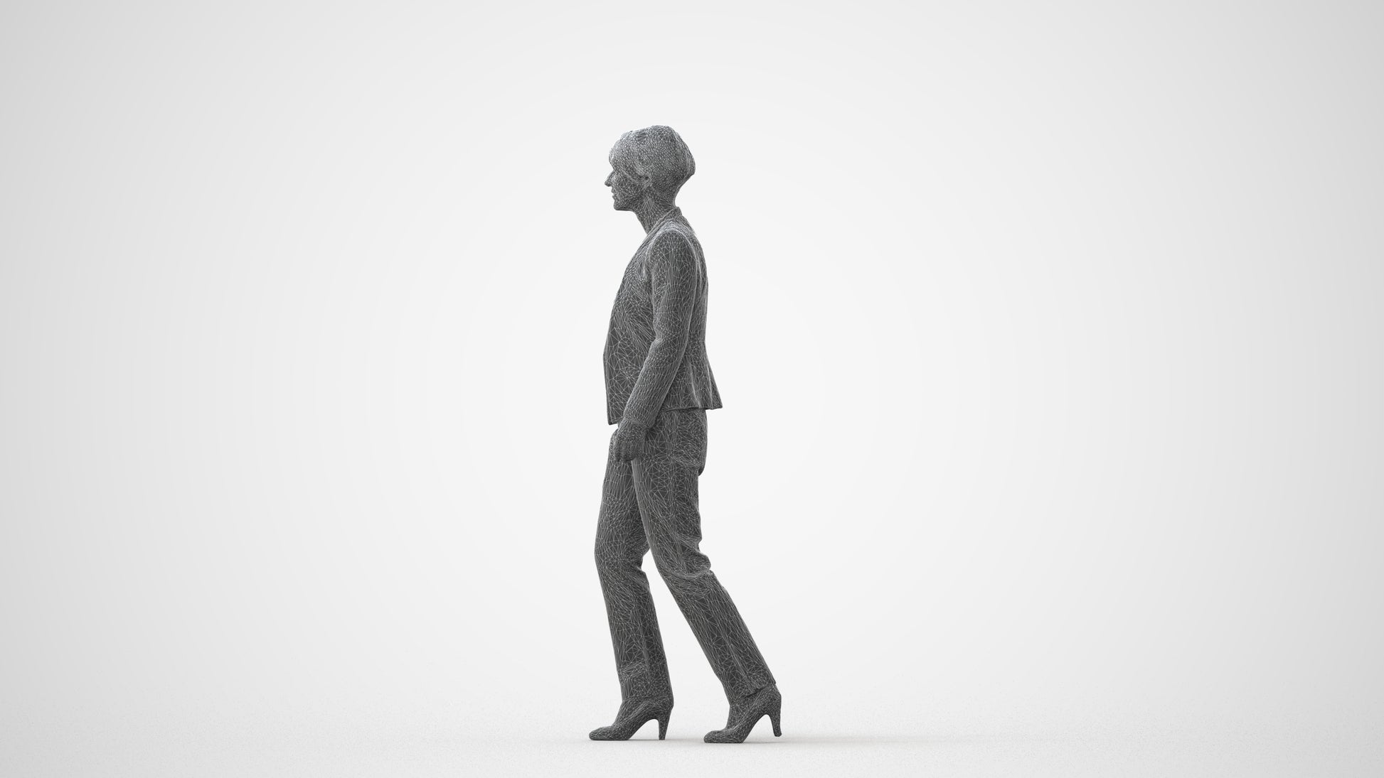 3D people model senior woman business walking, scanned human for 3ds Max rendering, square thumbnail