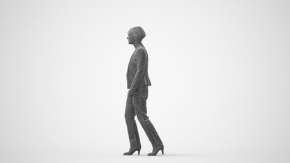 3D people model senior woman business walking, scanned human for 3ds Max rendering, square thumbnail