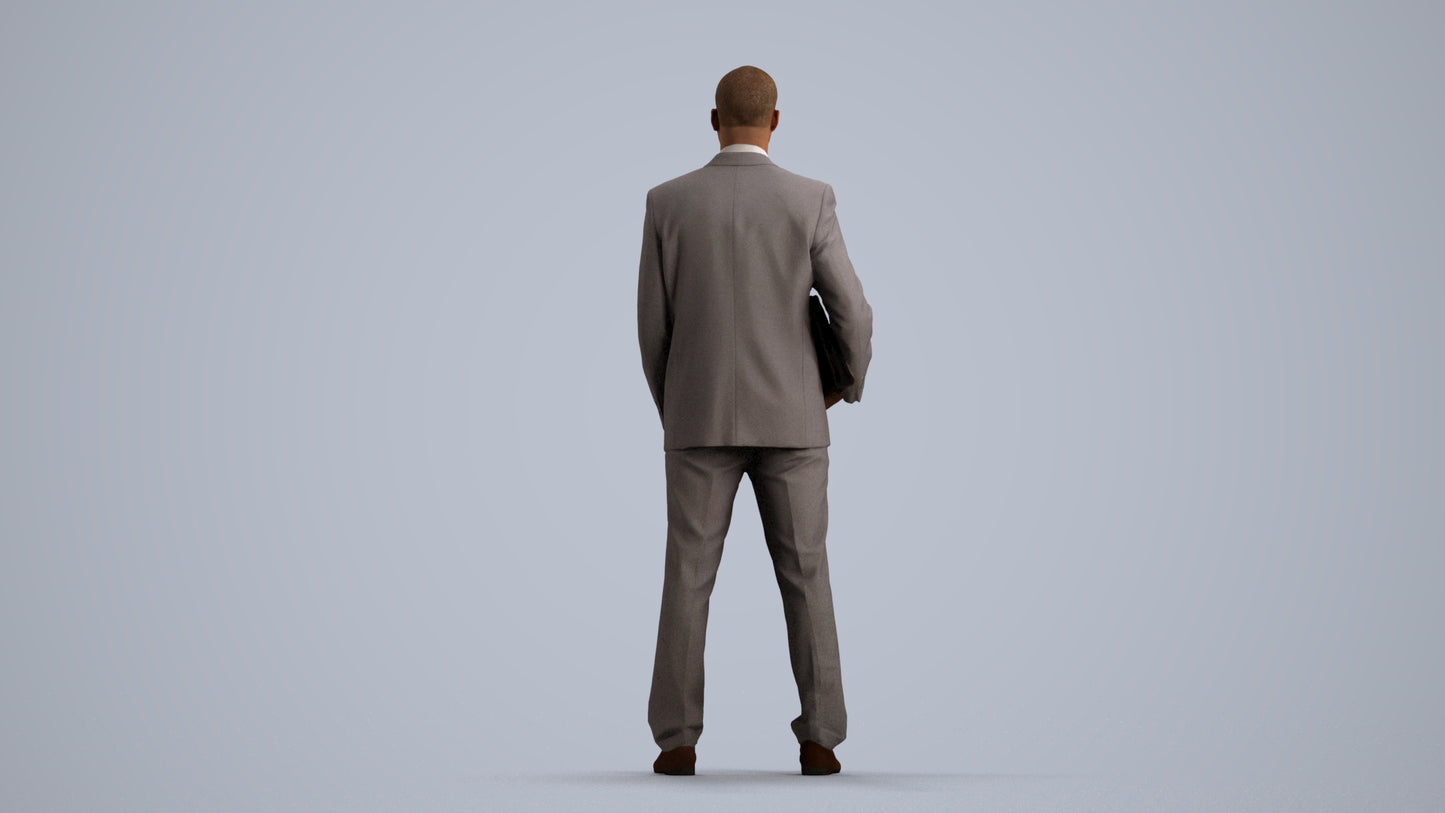 scanned 3D man business, photogrammetry people for Enscape and V-Ray, front view render
