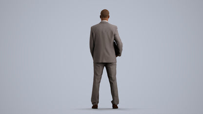 scanned 3D man business, photogrammetry people for Enscape and V-Ray, front view render