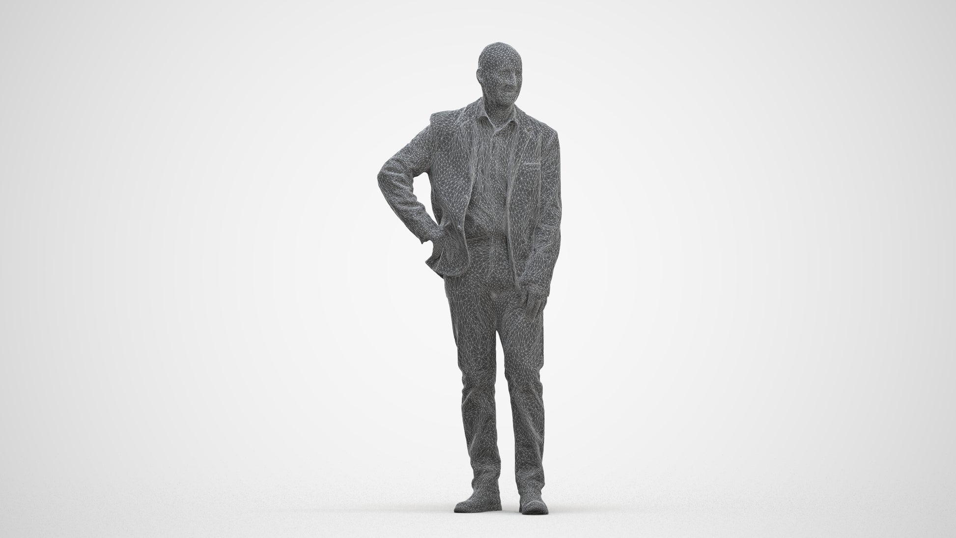 realistic 3D senior man business, scanned archviz people for Blender and 3ds Max, three-quarter front view render
