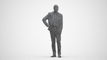 realistic 3D senior man business, scanned archviz people for Blender and 3ds Max, three-quarter front view render
