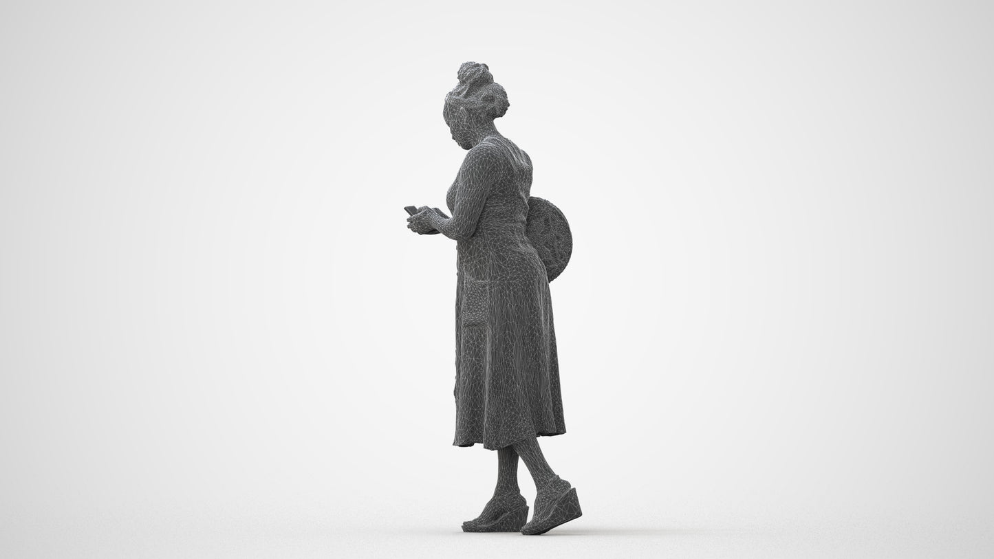 realistic 3D woman casual standing, scanned archviz people for Blender and 3ds Max, square thumbnail