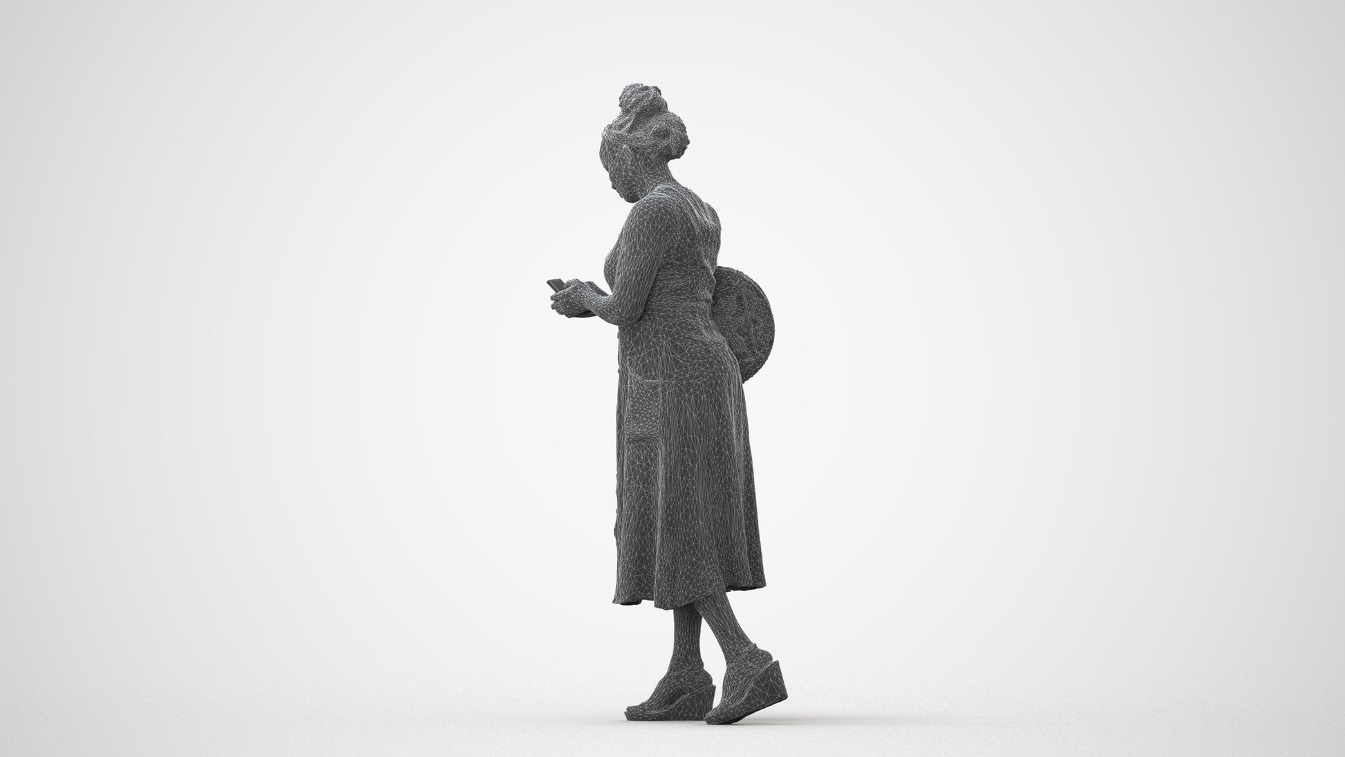 realistic 3D woman casual standing, scanned archviz people for Blender and 3ds Max, square thumbnail