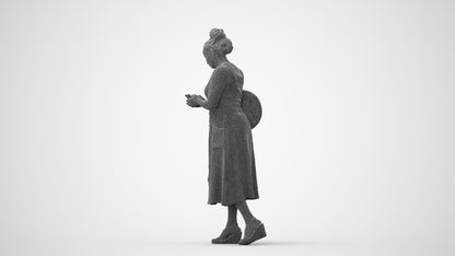 realistic 3D woman casual standing, scanned archviz people for Blender and 3ds Max, square thumbnail